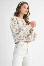 Load image into Gallery viewer, NEWEST ARRIVAL Taupe Jacquard Floral Cardigan Sweater
