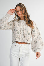 Load image into Gallery viewer, NEWEST ARRIVAL Taupe Jacquard Floral Cardigan Sweater
