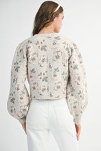 Load image into Gallery viewer, NEWEST ARRIVAL Taupe Jacquard Floral Cardigan Sweater
