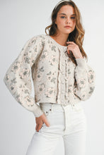 Load image into Gallery viewer, NEWEST ARRIVAL Taupe Jacquard Floral Cardigan Sweater
