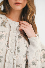 Load image into Gallery viewer, NEWEST ARRIVAL Taupe Jacquard Floral Cardigan Sweater
