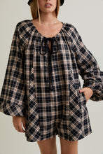 Load image into Gallery viewer, NEWEST ARRIVAL Black Plaid Long Sleeve Romper

