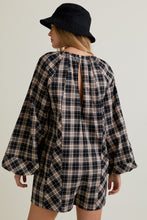 Load image into Gallery viewer, NEWEST ARRIVAL Black Plaid Long Sleeve Romper
