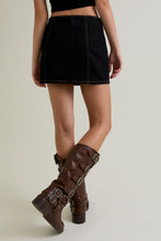 Load image into Gallery viewer, NEWEST ARRIVAL Short Sleeve Black Denim Mini Skirt Set
