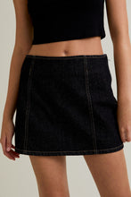 Load image into Gallery viewer, NEWEST ARRIVAL Short Sleeve Black Denim Mini Skirt Set
