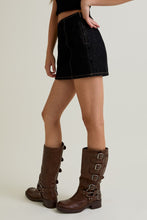 Load image into Gallery viewer, NEWEST ARRIVAL Short Sleeve Black Denim Mini Skirt Set
