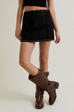 Load image into Gallery viewer, NEWEST ARRIVAL Short Sleeve Black Denim Mini Skirt Set
