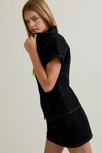 Load image into Gallery viewer, NEWEST ARRIVAL Short Sleeve Black Denim Mini Skirt Set
