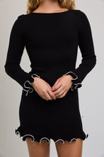 Load image into Gallery viewer, NEWEST ARRIVAL Black/Ivory Ruffle Hem Sweater Dress
