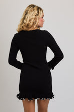 Load image into Gallery viewer, NEWEST ARRIVAL Black/Ivory Ruffle Hem Sweater Dress
