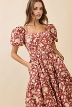 Load image into Gallery viewer, NEWEST ARRIVAL Fall Floral Puff Sleeve Midi Dress
