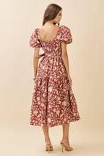 Load image into Gallery viewer, NEWEST ARRIVAL Fall Floral Puff Sleeve Midi Dress
