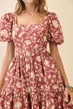 Load image into Gallery viewer, NEWEST ARRIVAL Fall Floral Puff Sleeve Midi Dress
