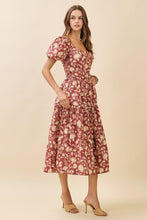 Load image into Gallery viewer, NEWEST ARRIVAL Fall Floral Puff Sleeve Midi Dress
