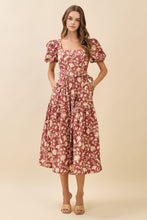 Load image into Gallery viewer, NEWEST ARRIVAL Fall Floral Puff Sleeve Midi Dress
