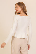 Load image into Gallery viewer, NEWEST ARRIVAL Off White Gold Button Peplum Sweater
