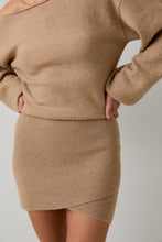 Load image into Gallery viewer, NEWEST ARRIVAL Tan Boatneck Sweater Mini Dress
