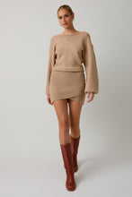 Load image into Gallery viewer, NEWEST ARRIVAL Tan Boatneck Sweater Mini Dress
