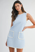 Load image into Gallery viewer, NEWEST ARRIVAL Blue Tweed Sleeveless Dress
