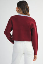 Load image into Gallery viewer, NEWEST ARRIVAL Burgundy Wine Scallop Trim Cardigan
