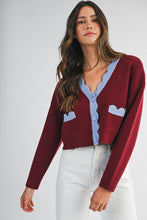 Load image into Gallery viewer, NEWEST ARRIVAL Burgundy Wine Scallop Trim Cardigan
