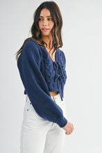 Load image into Gallery viewer, NEWEST ARRIVAL Navy or Cream Front Tie Cardigan Sweater
