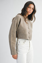 Load image into Gallery viewer, NEWEST ARRIVAL Mocha Brown Round Neck Button Front Cardigan
