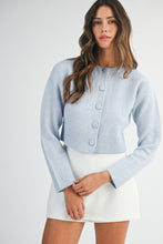 Load image into Gallery viewer, NEWEST ARRIVAL Baby Blue Round Neck Button Front Cardigan
