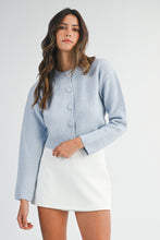 Load image into Gallery viewer, NEWEST ARRIVAL Baby Blue Round Neck Button Front Cardigan
