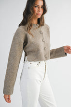 Load image into Gallery viewer, NEWEST ARRIVAL Mocha Brown Round Neck Button Front Cardigan
