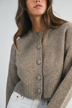 Load image into Gallery viewer, NEWEST ARRIVAL Mocha Brown Round Neck Button Front Cardigan
