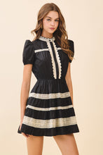 Load image into Gallery viewer, NEWEST ARRIVAL Black/Ivory Lace Puff Sleeve Dress
