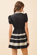 Load image into Gallery viewer, NEWEST ARRIVAL Black/Ivory Lace Puff Sleeve Dress
