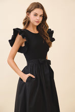 Load image into Gallery viewer, NEWEST ARRIVAL Black Dramatic Sleeve Midi Dress
