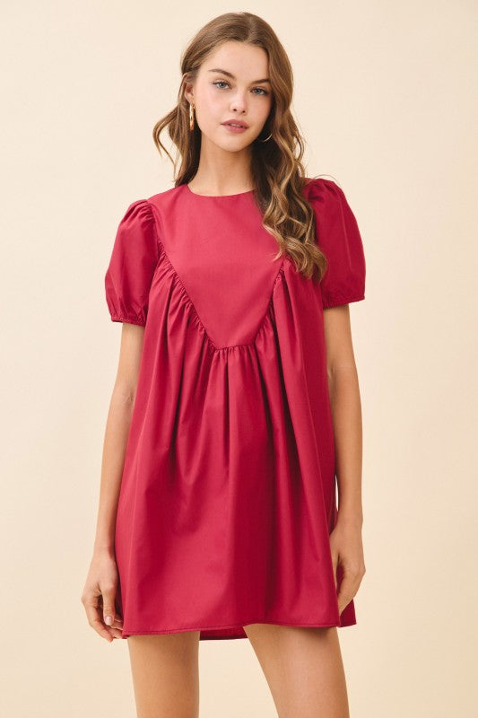 NEWEST ARRIVAL Crimson Red Babydoll Dress