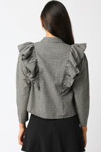Load image into Gallery viewer, NEWEST ARRIVAL Black Gingham Ruffle Blouse
