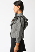 Load image into Gallery viewer, NEWEST ARRIVAL Black Gingham Ruffle Blouse
