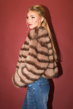 Load image into Gallery viewer, NEWEST ARRIVAL Mocha Brown Striped Short Fur Jacket
