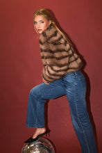 Load image into Gallery viewer, NEWEST ARRIVAL Mocha Brown Striped Short Fur Jacket
