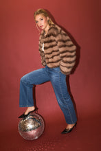 Load image into Gallery viewer, NEWEST ARRIVAL Mocha Brown Striped Short Fur Jacket
