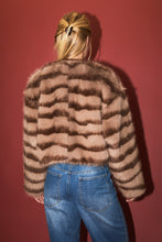 Load image into Gallery viewer, NEWEST ARRIVAL Mocha Brown Striped Short Fur Jacket
