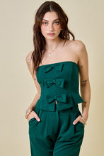 Load image into Gallery viewer, NEWEST ARRIVAL Hunter Green Bow Strapless Pants Set

