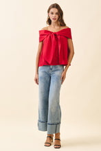 Load image into Gallery viewer, NEWEST ARRIVAL Red Off Shoulder Bow Blouse
