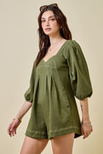Load image into Gallery viewer, NEWEST ARRIVAL Olive Green Denim Relaxed Romper
