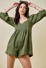 Load image into Gallery viewer, NEWEST ARRIVAL Olive Green Denim Relaxed Romper
