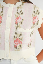 Load image into Gallery viewer, NEWEST ARRIVAL Pink Floral Jacquard Knit Sweater Vest
