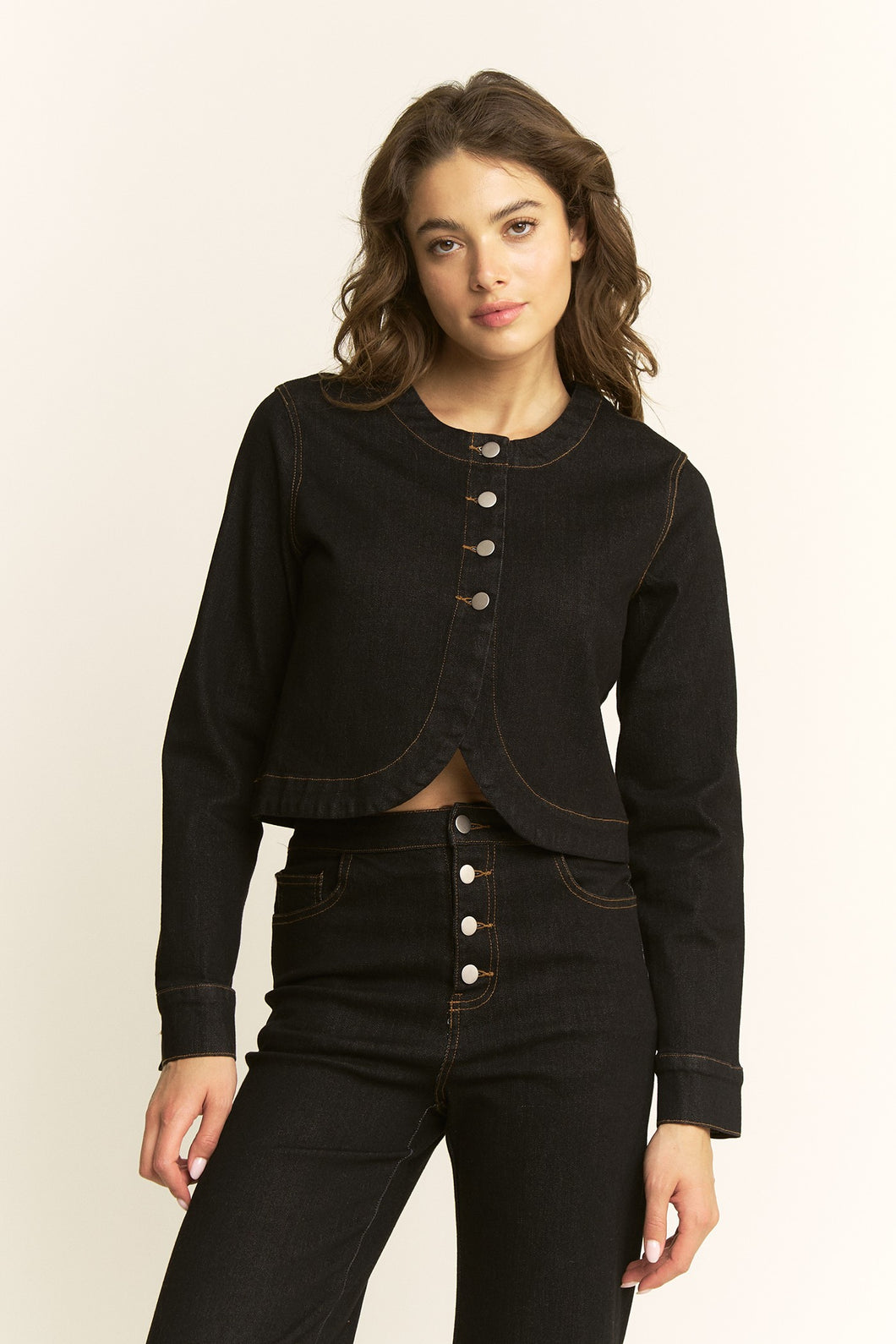 NEWEST ARRIVAL Dark Denim Button Front Pants Set