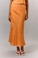 Load image into Gallery viewer, NEWEST ARRIVAL Orange Polka Dot Scarf Top Maxi Skirt Set
