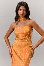 Load image into Gallery viewer, NEWEST ARRIVAL Orange Polka Dot Scarf Top Maxi Skirt Set
