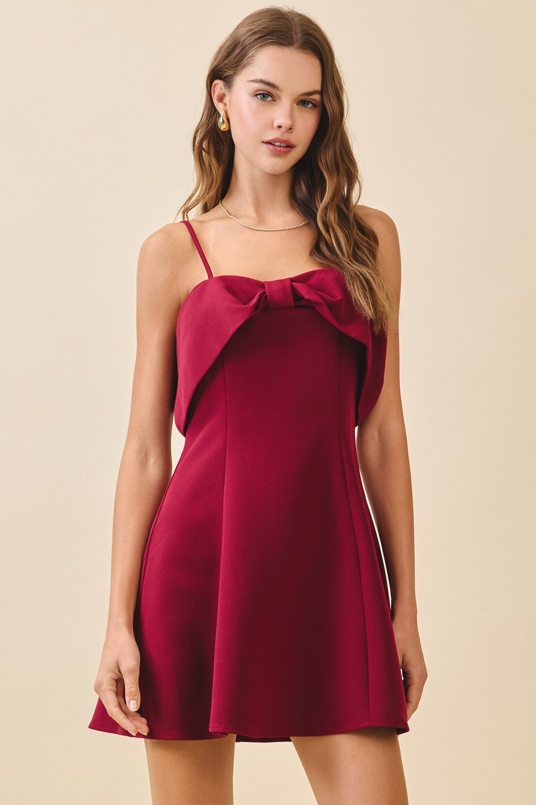 NEWEST ARRIVAL *PREORDER 12/12* Burgundy Oversized Bow Front Dress